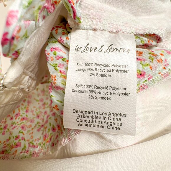 FOR LOVE & LEMONS New Natalie floral-print cropped top Ivory pink Large - Picture 9 of 12